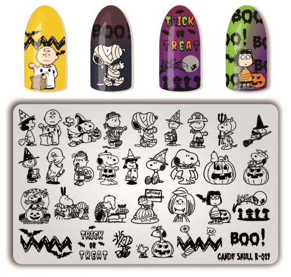 Placa R29 (Candy Skull) Snoopy, Charlie Brown, Woodstock