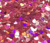 Glitter Mini Coração Rosa Holográfico