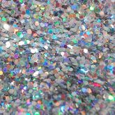 Glitter Hexagonal Prata Holográfico Pequeno