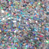 Glitter Hexagonal Prata Holográfico Médio